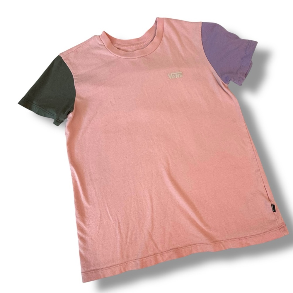 Vans Women’s Tri-Tone Short Sleeve Tee - Pink, Purple, Black